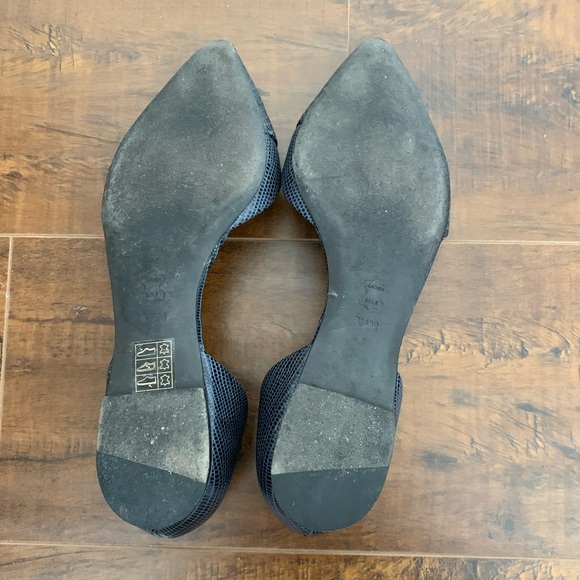 Tory Burch Navy Lizard Embossed Leather Viv D'orsay Pointed Toe Flats Size 6.5 - Picture 4 of 7